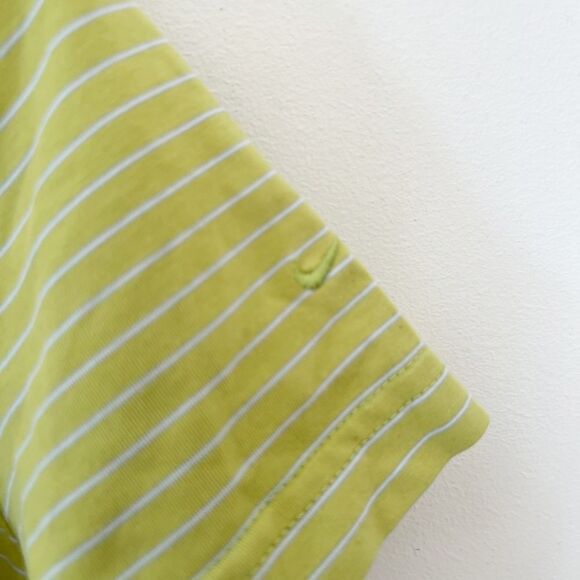Nike Golf Lime Green White Stripe Dri-Fit Short Sleeve Polo Shirt‎ Women's S - Picture 8 of 8